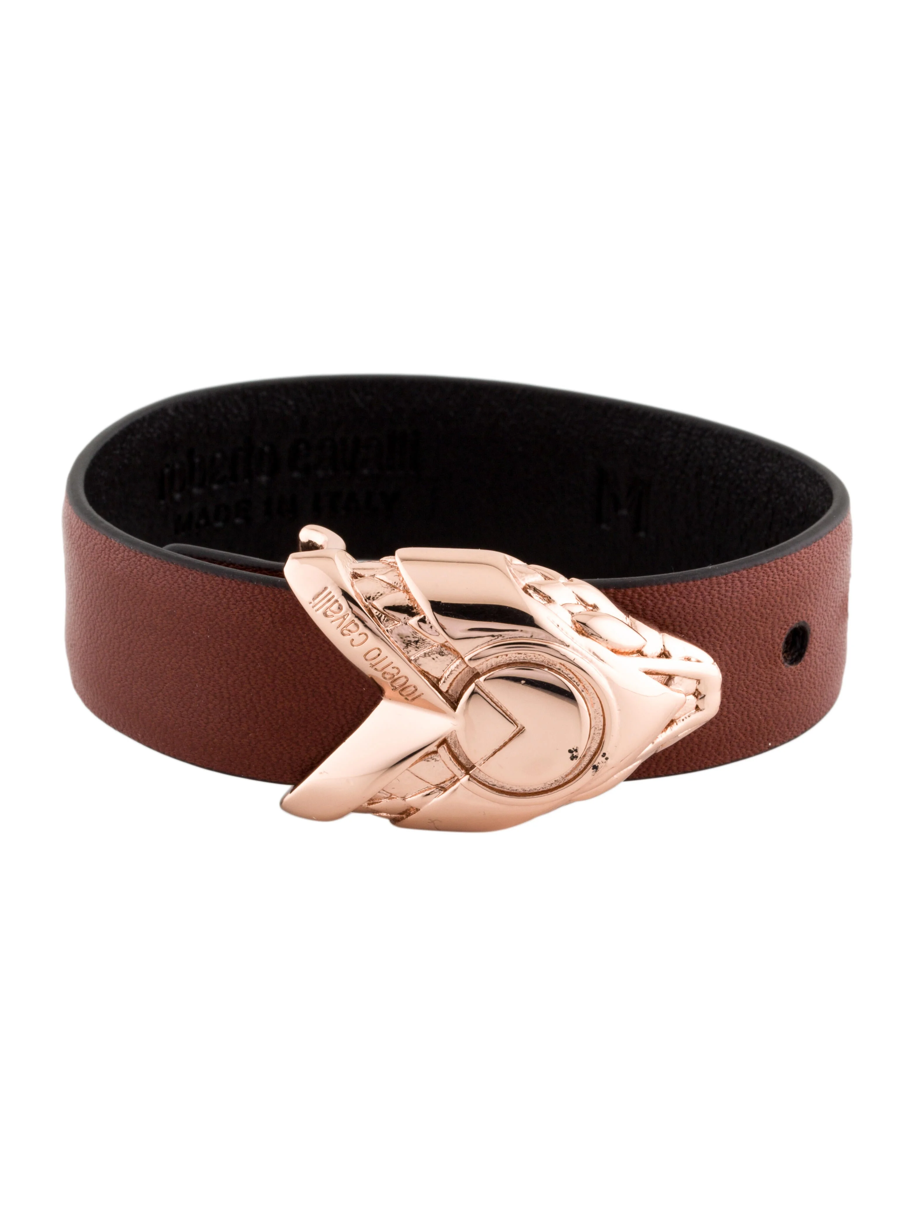 Roberto CavalliLeather Snake Head Wrap Bracelet