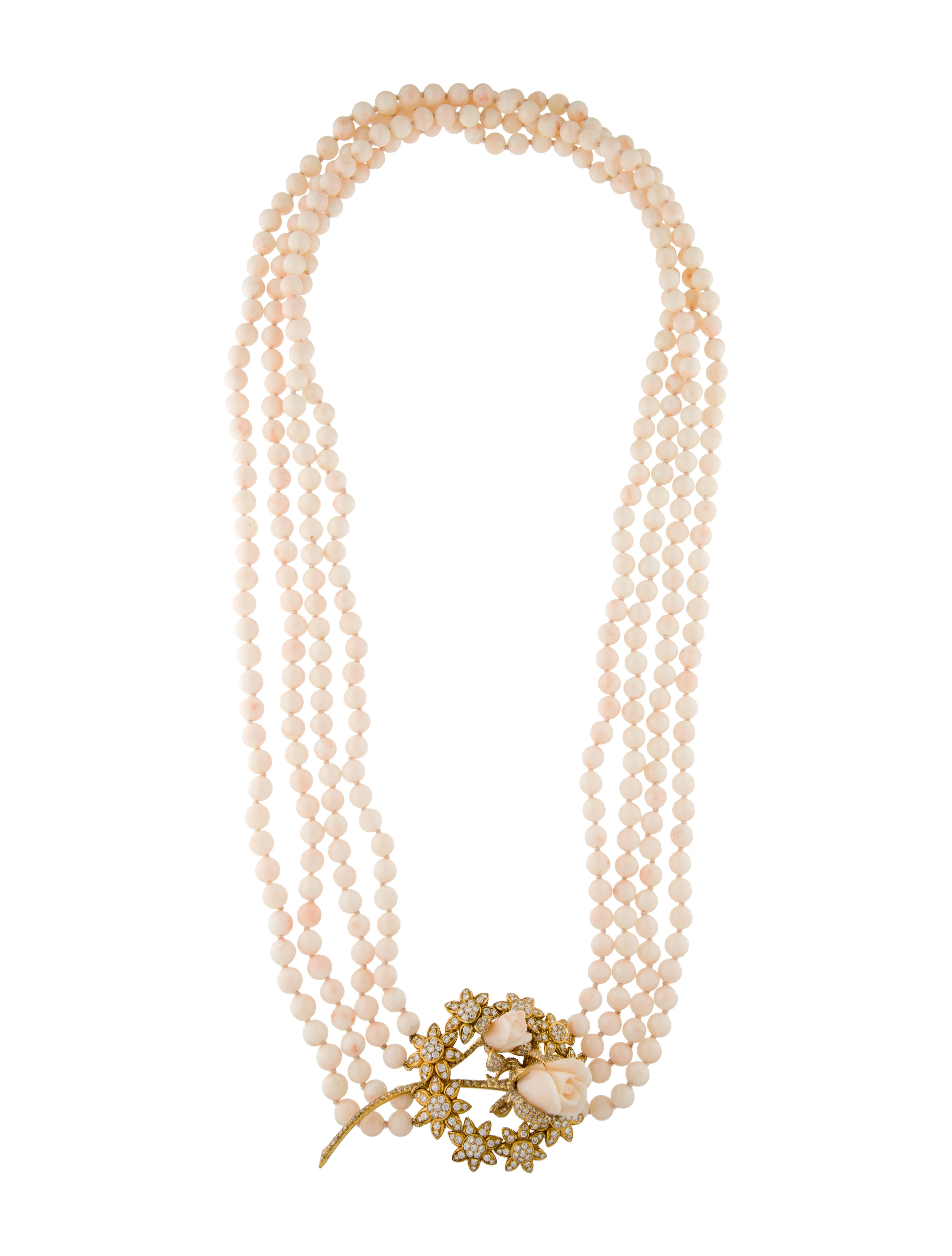 Necklace18K Diamond & Coral Pendant Necklace