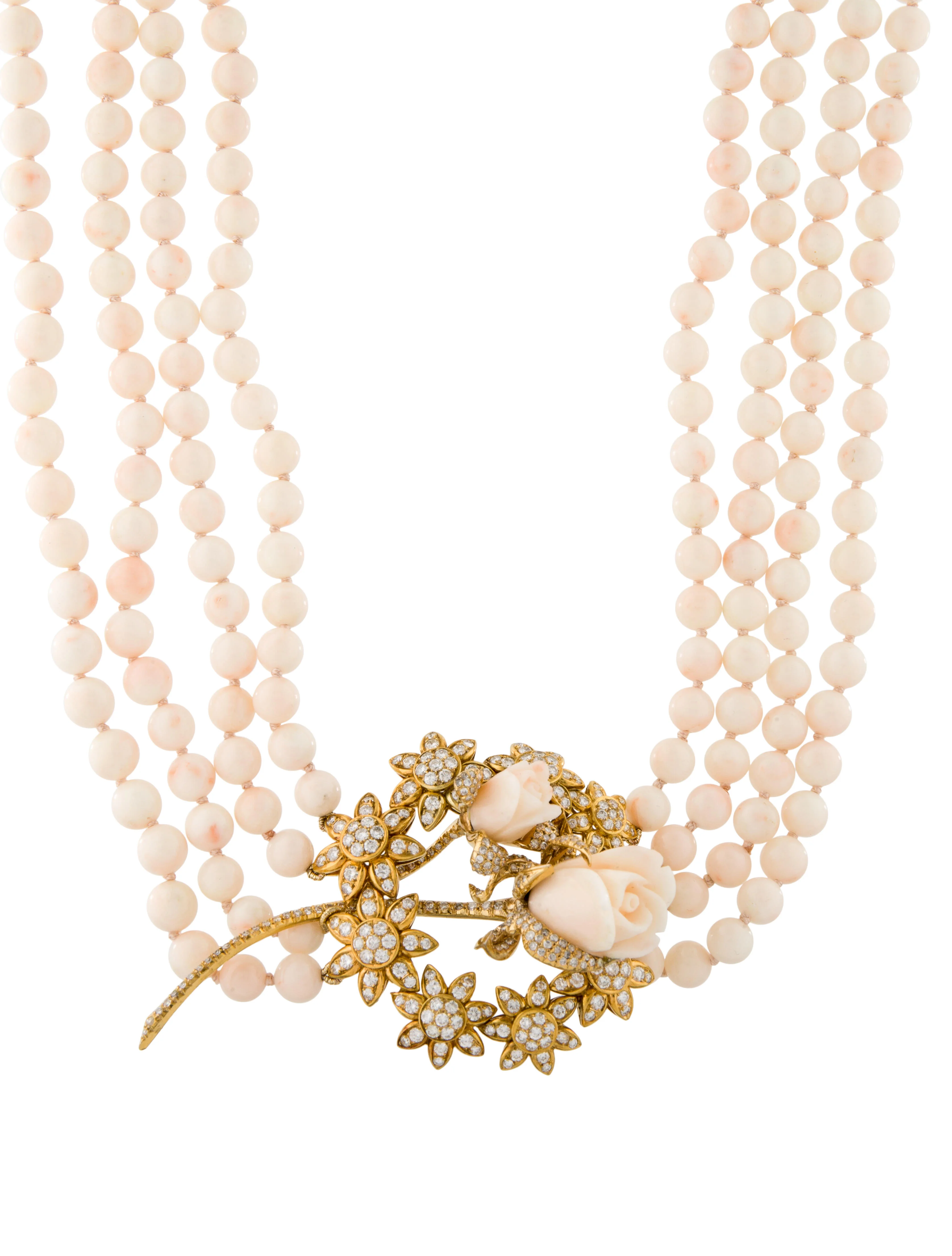 Necklace18K Diamond & Coral Pendant Necklace