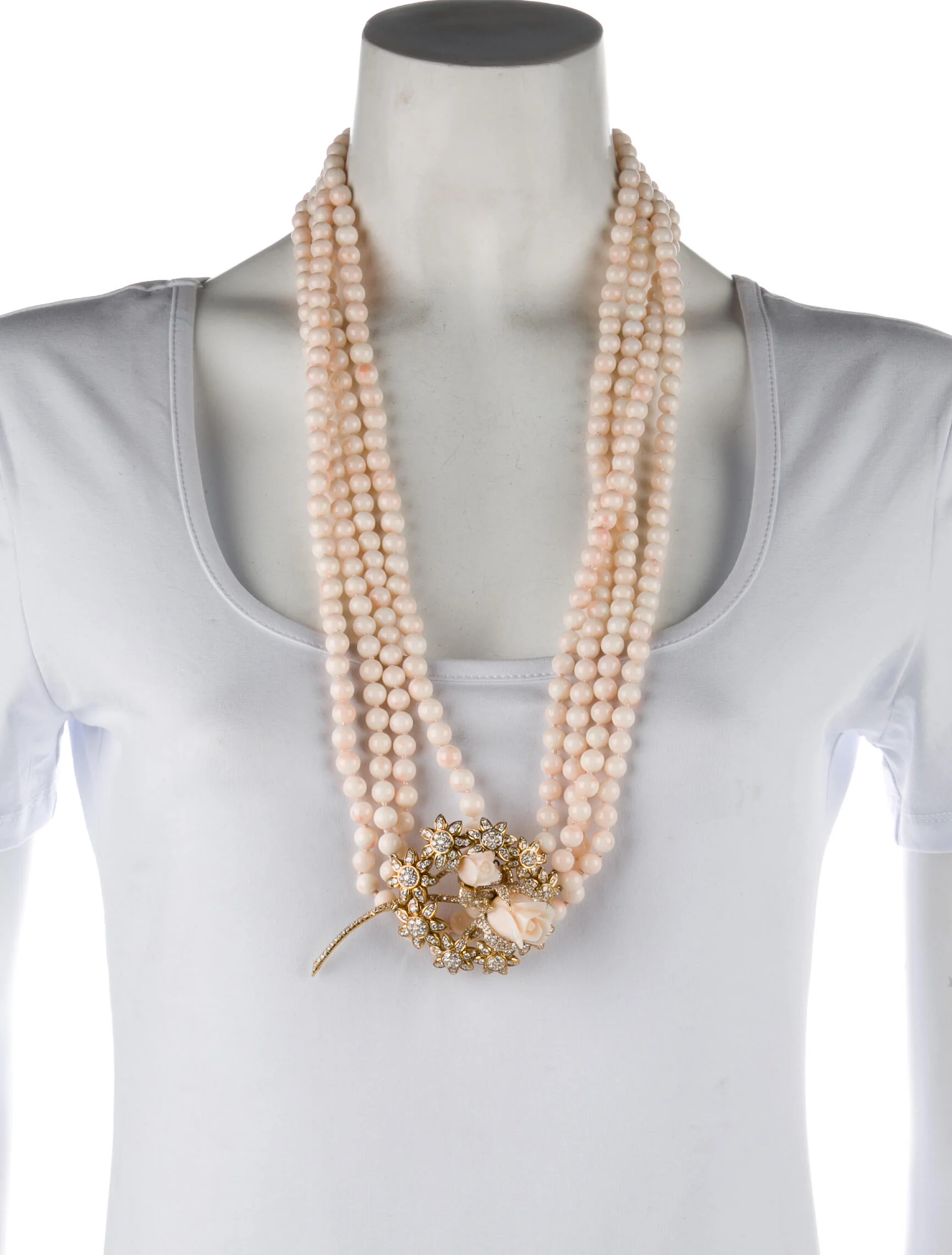 Necklace18K Diamond & Coral Pendant Necklace