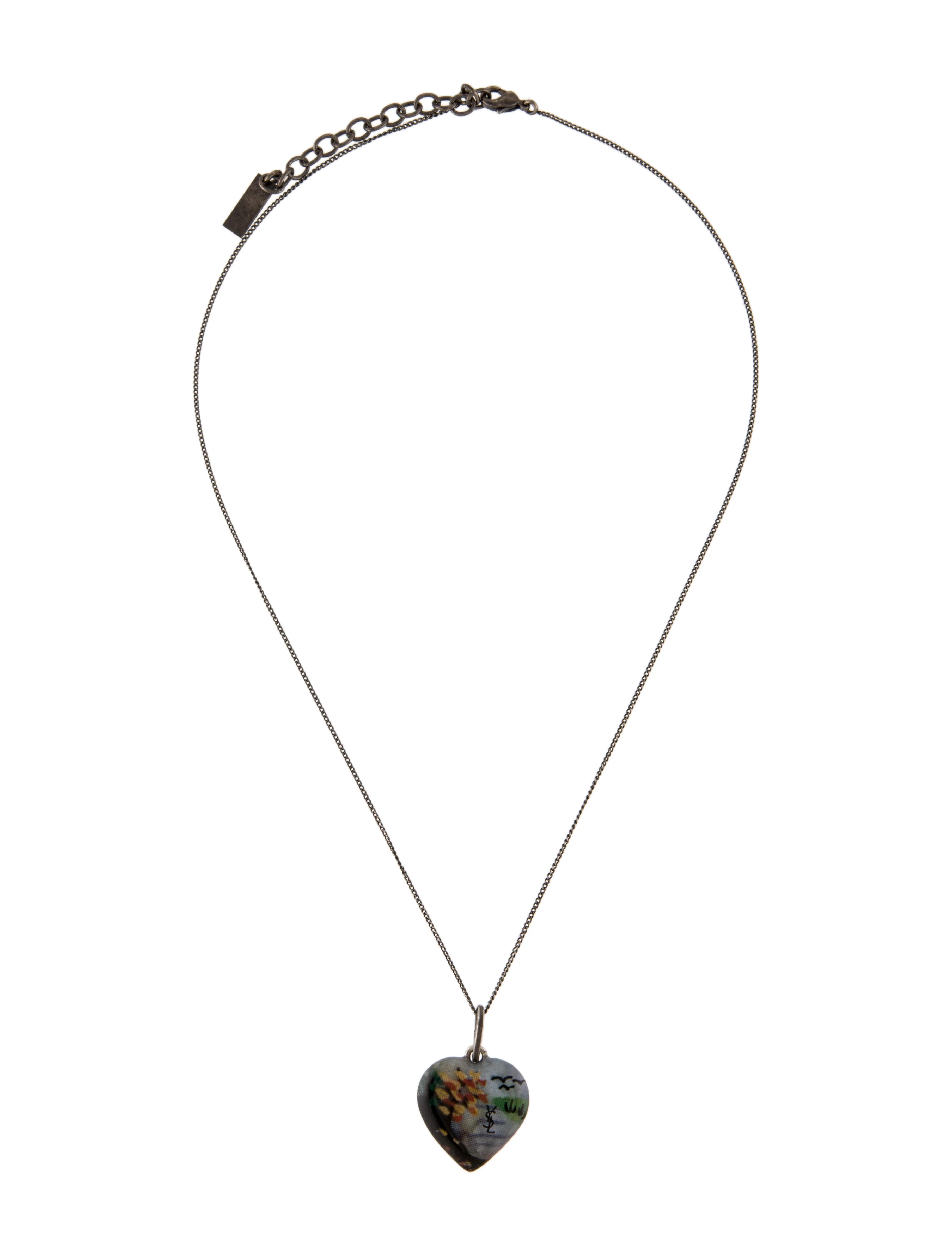 Saint LaurentEnamel Heart Pendant Necklace 3 Saint LaurentEnamel Heart Pendant Necklace