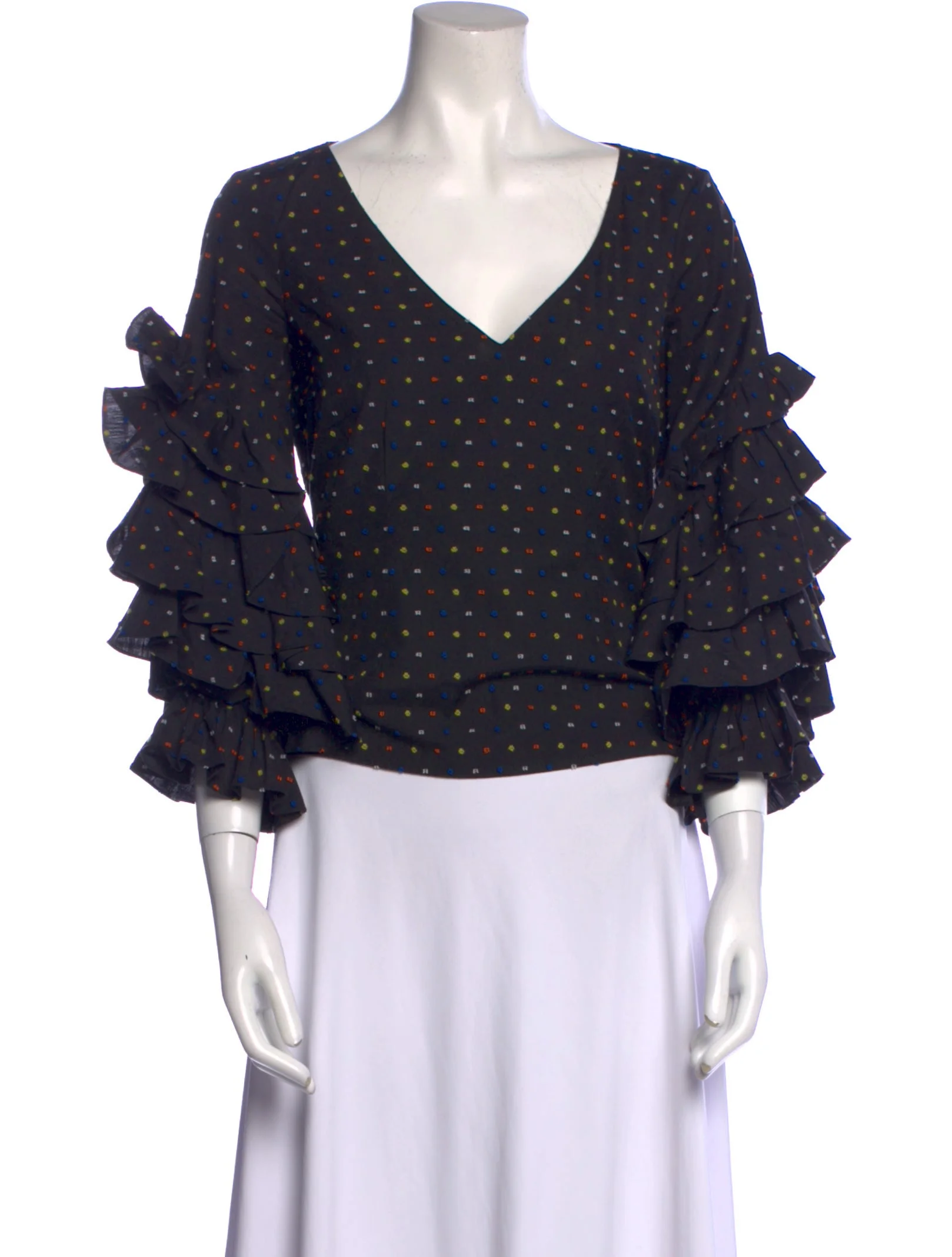 Caroline ConstasPolka Dot Print V-Neck Blouse