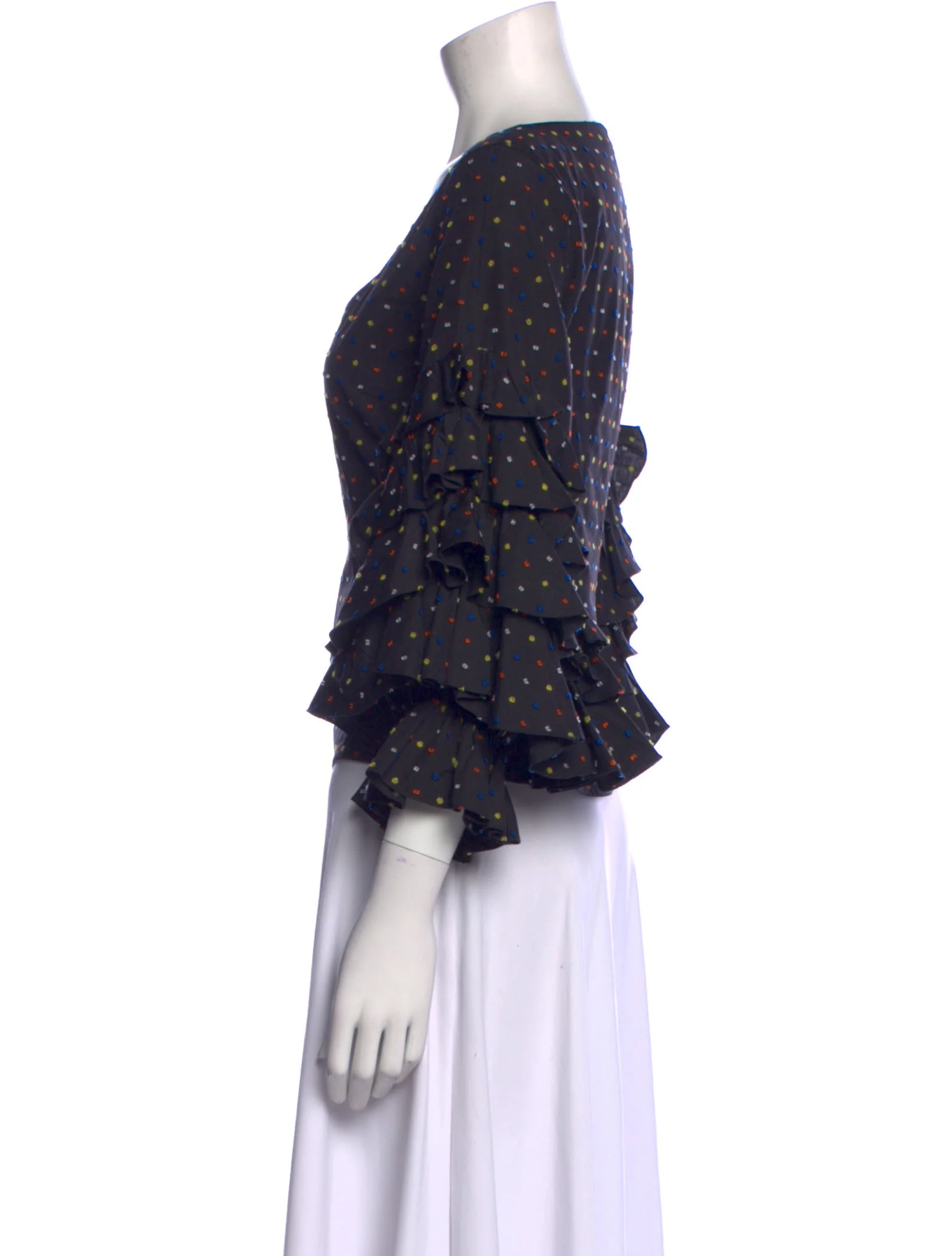 Caroline ConstasPolka Dot Print V-Neck Blouse