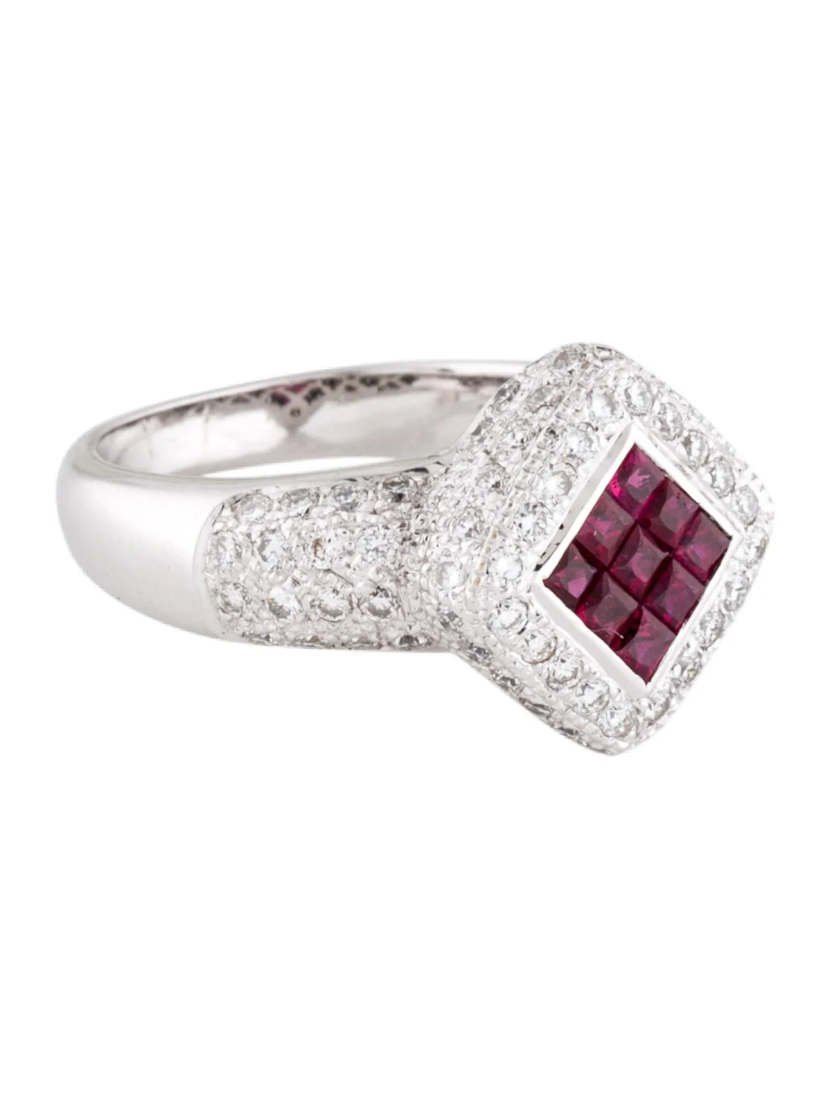 Ring18K Invisible-Set Ruby & Diamond Pavé Ring