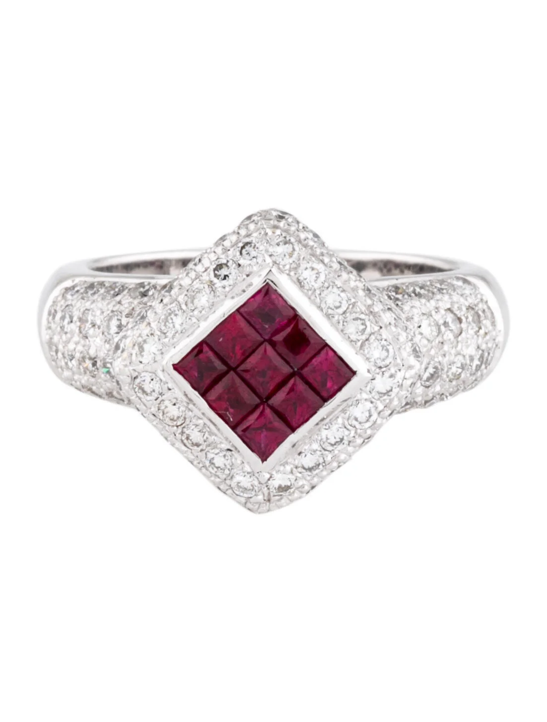 Ring18K Invisible-Set Ruby & Diamond Pavé Ring