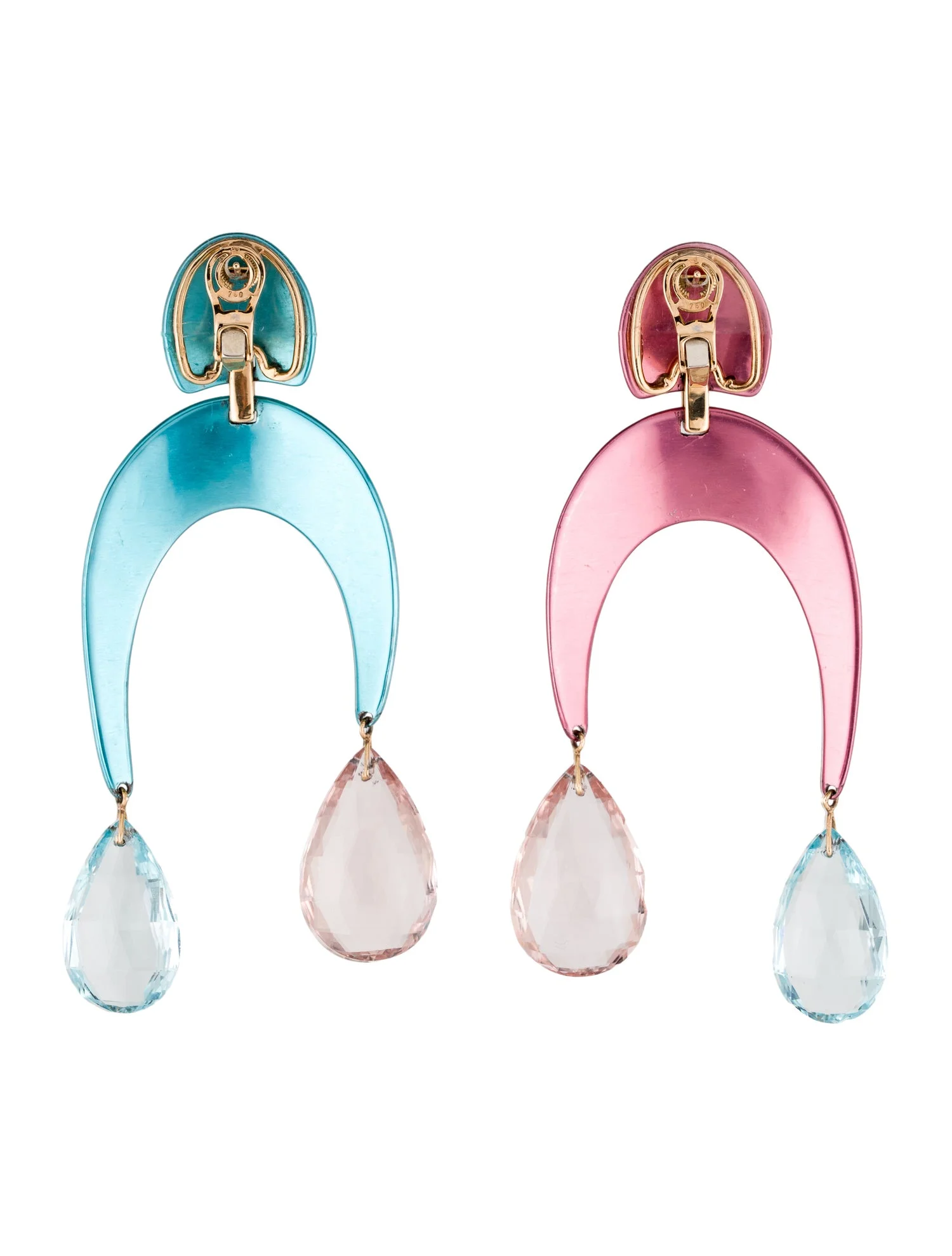 Suzanne Syz18K Morganite , Aquamarine & Diamond "Are you calder or not?" Drop Earrings 3 Suzanne Syz18K Morganite , Aquamarine & Diamond "Are you calder or not?" Drop Earrings