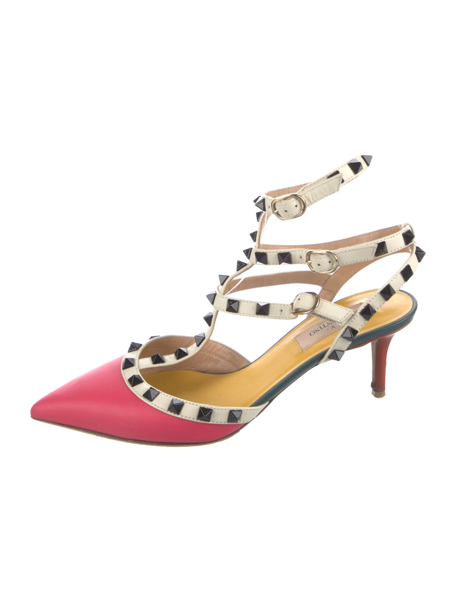 ValentinoRockstud Accents Leather T-Strap Pumps