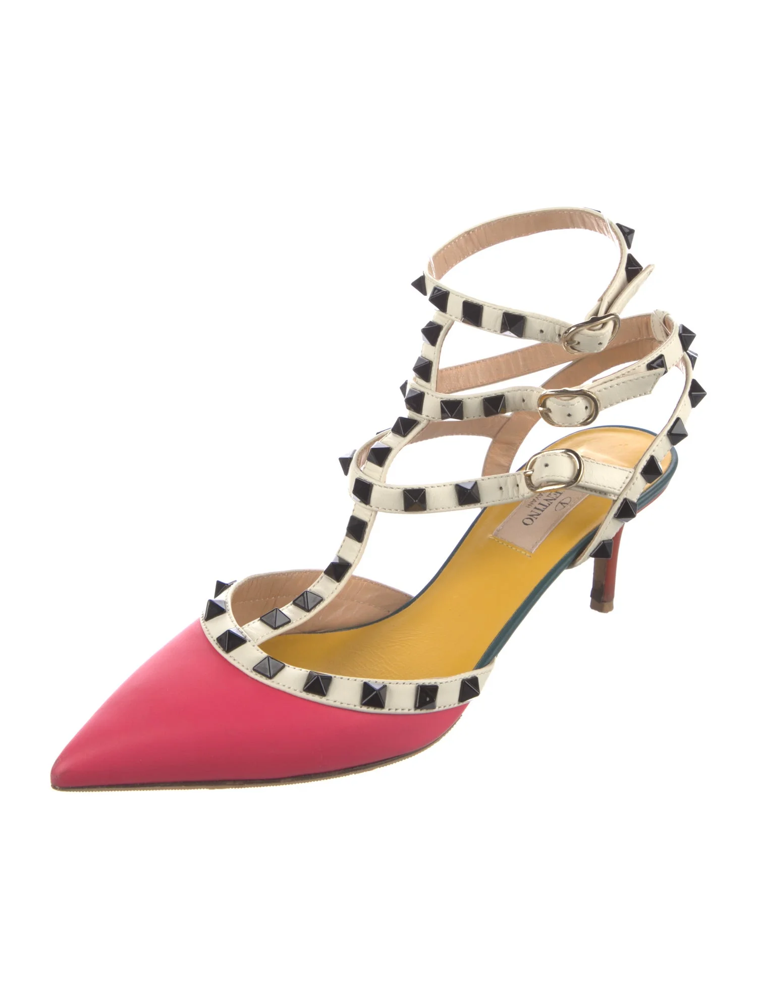 ValentinoRockstud Accents Leather T-Strap Pumps