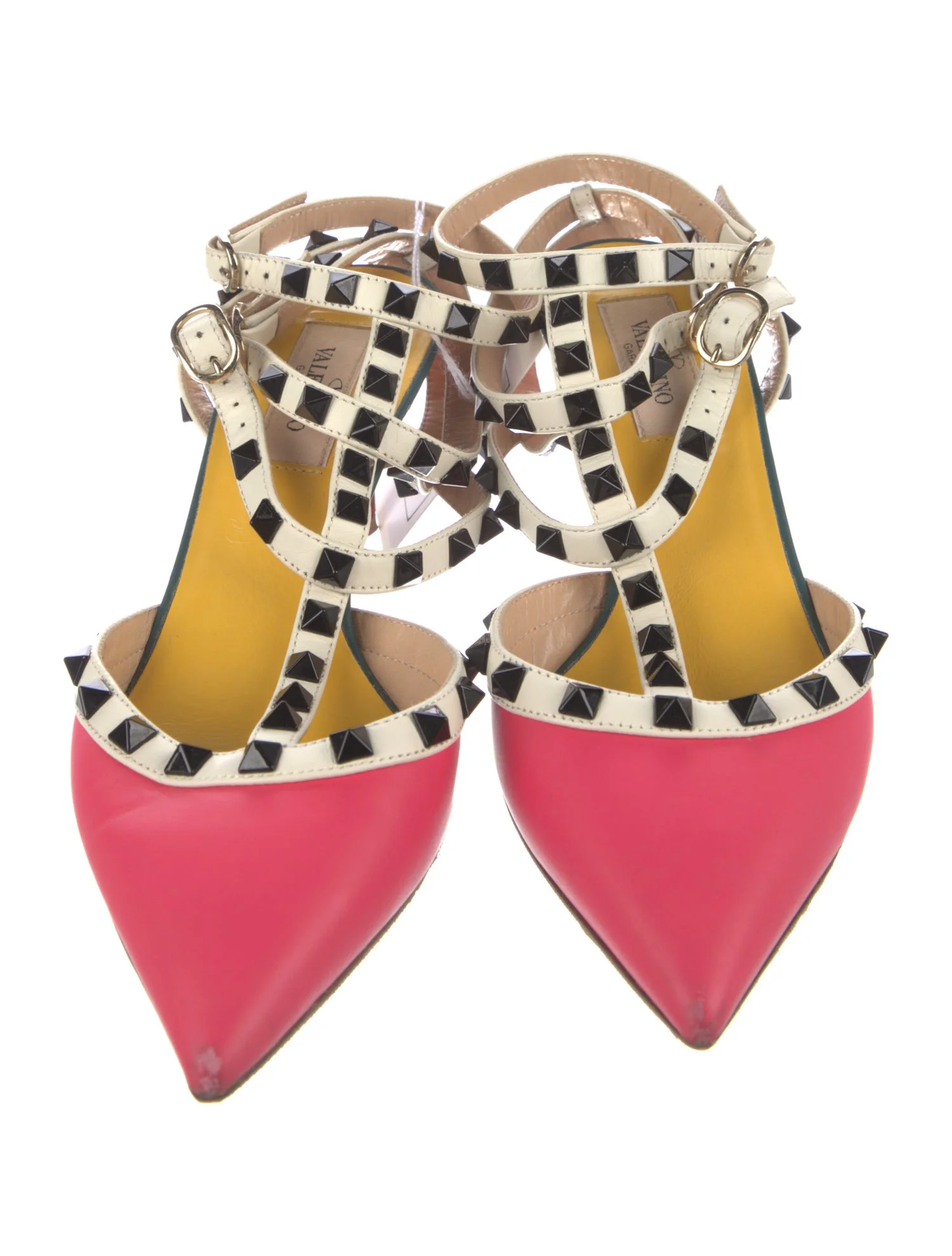ValentinoRockstud Accents Leather T-Strap Pumps