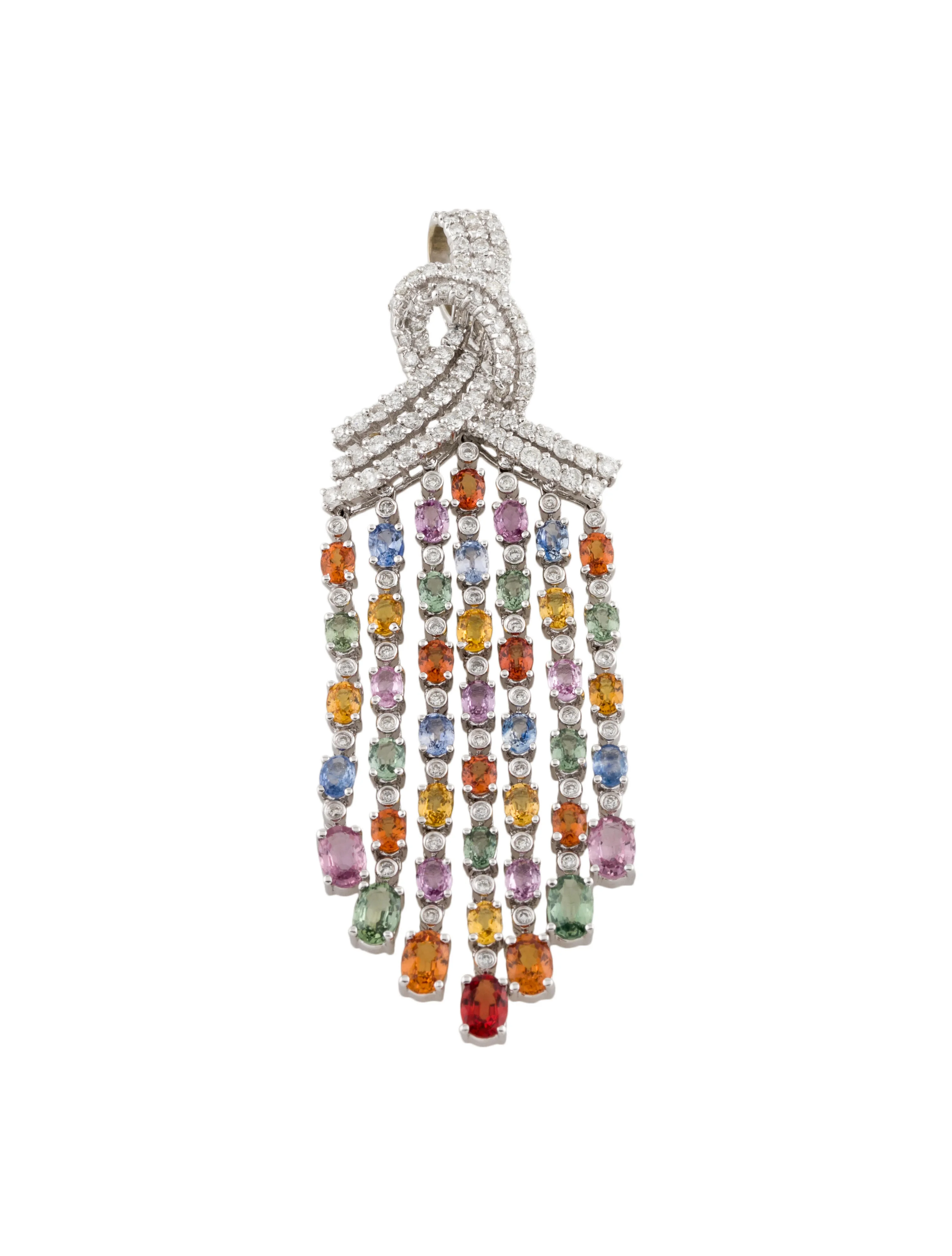 Pendant18K Multicolor Sapphire & Diamond Waterfall Pendant