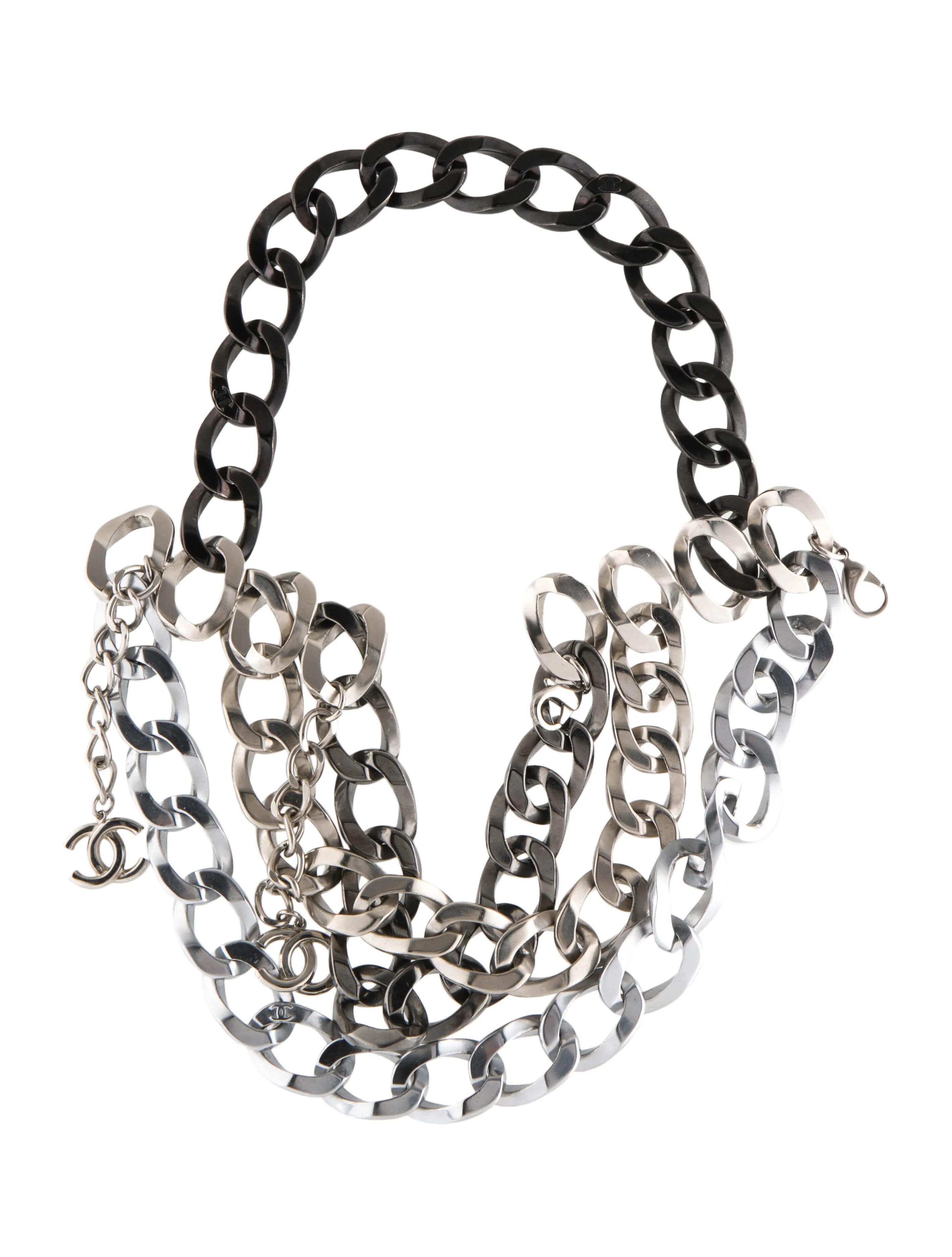 ChanelFour Strand Curb Chain CC Collar Necklace