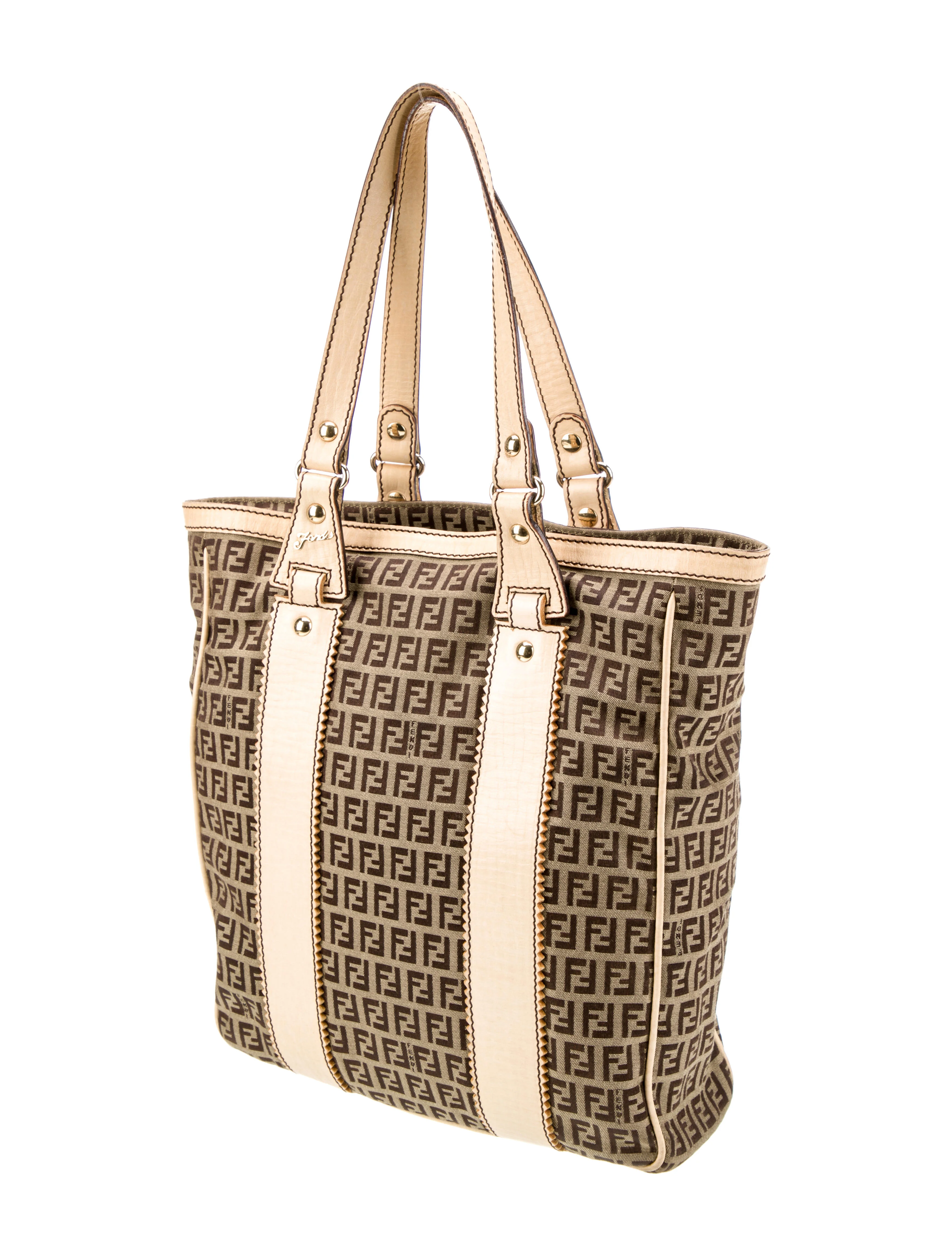 FendiLeather-Trimmed Zucchino Tote