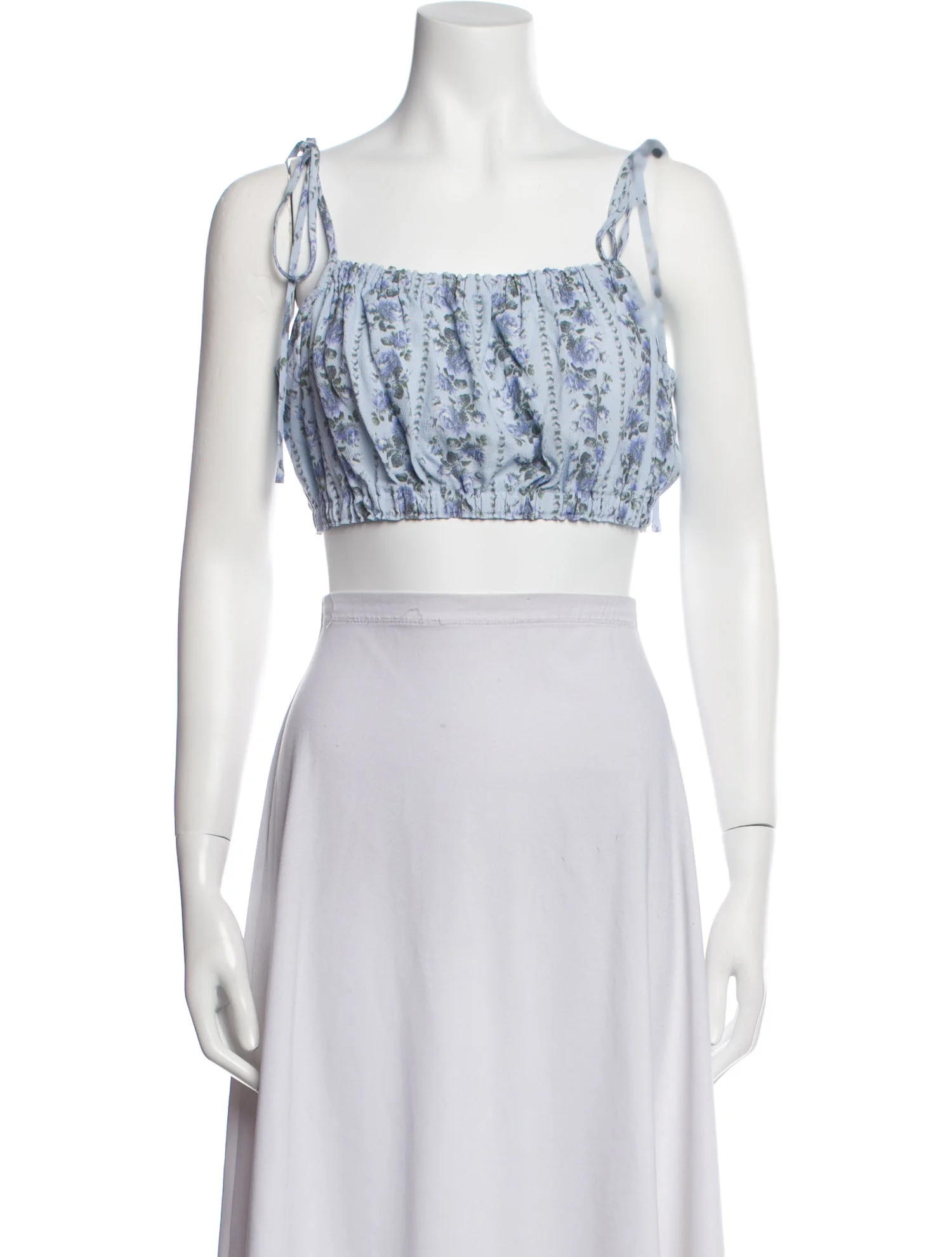 LoveShackFancyPaisley Print Square Neckline Crop Top