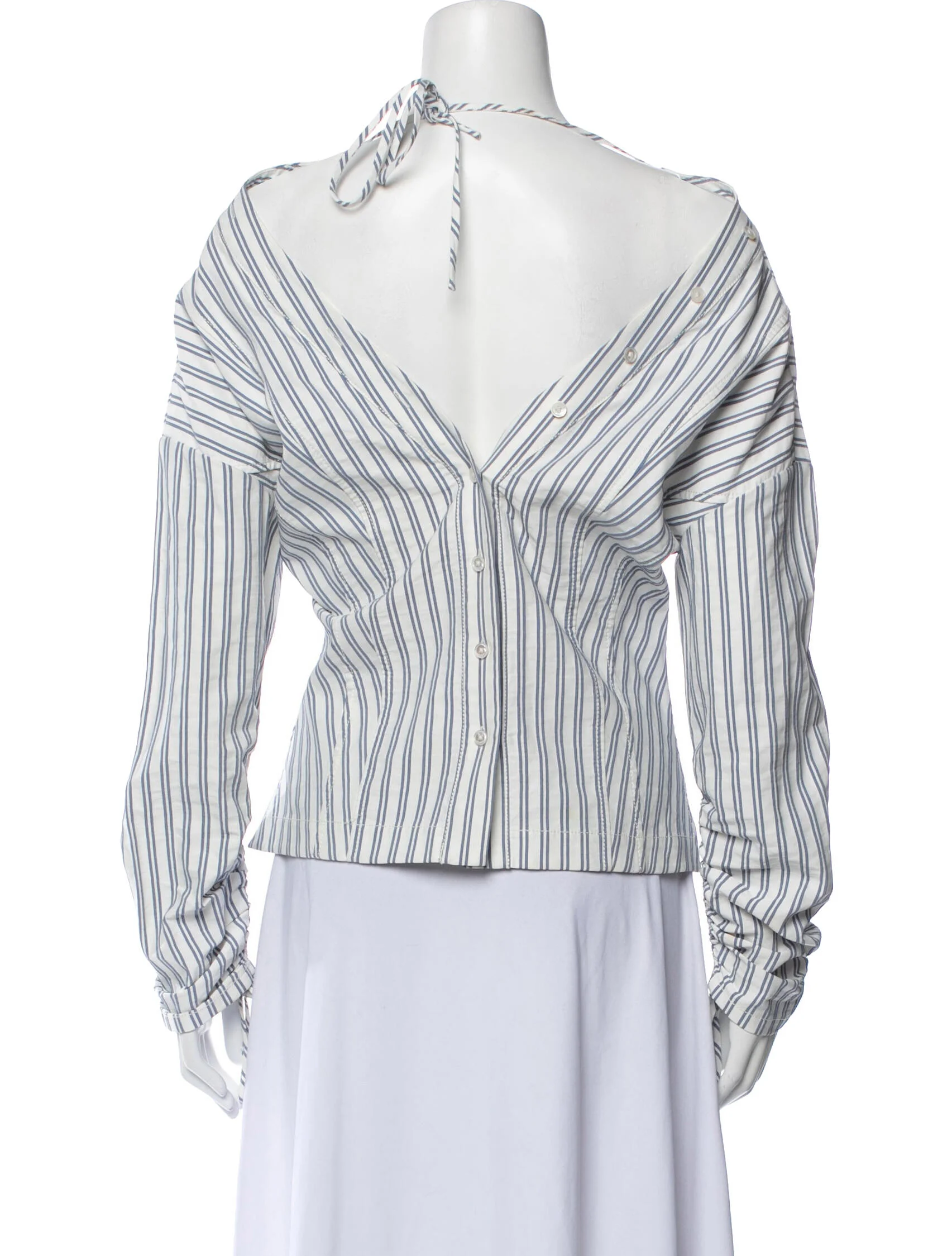 Jason WuStriped V-Neck Blouse 3 Jason WuStriped V-Neck Blouse