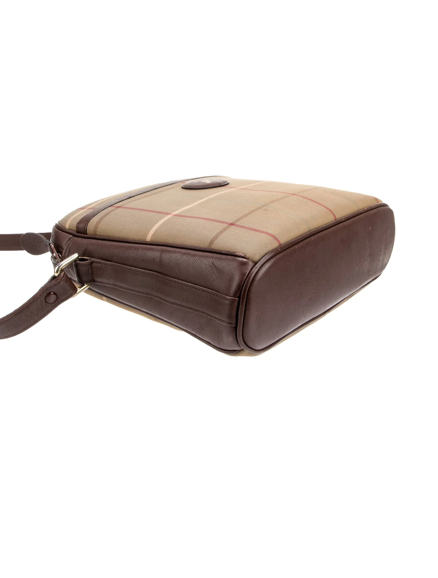 Burberry'sPlaid Canvas Coated Leather Trimmed Crossbody Bag