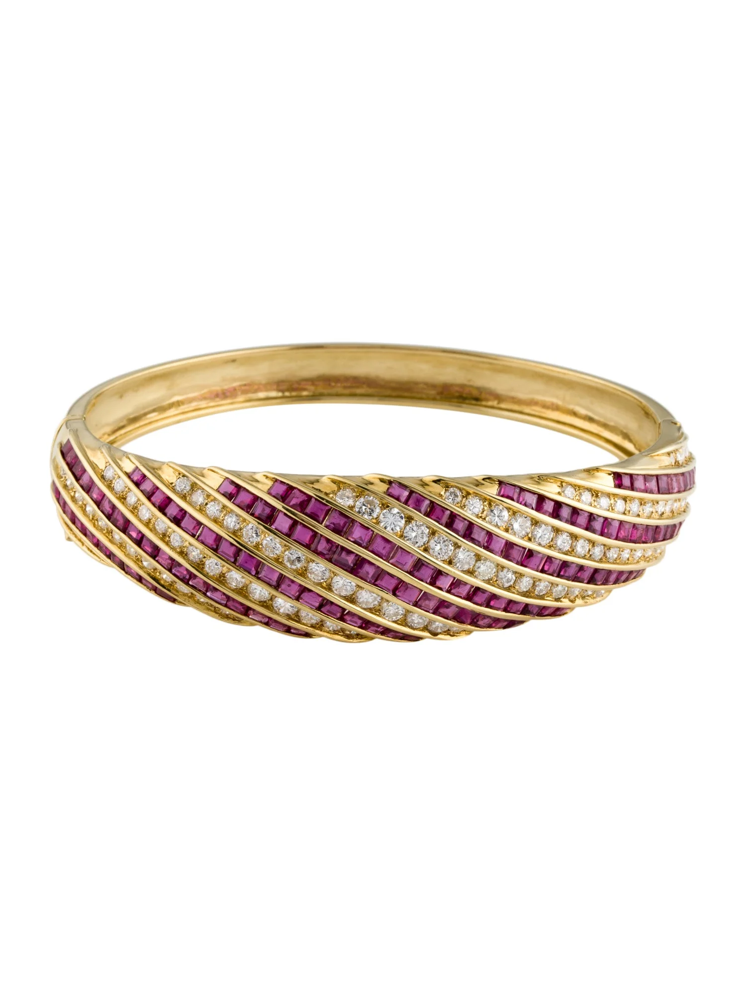 Bracelet18K 12.00ctw Ruby & Diamond Hinged Bangle Bracelet