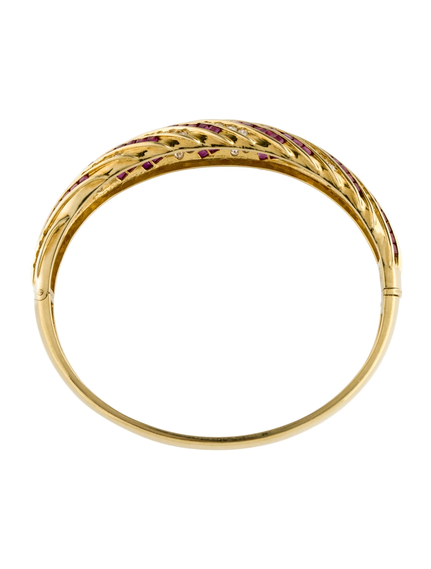 Bracelet18K 12.00ctw Ruby & Diamond Hinged Bangle Bracelet 3 Bracelet18K 12.00ctw Ruby & Diamond Hinged Bangle Bracelet