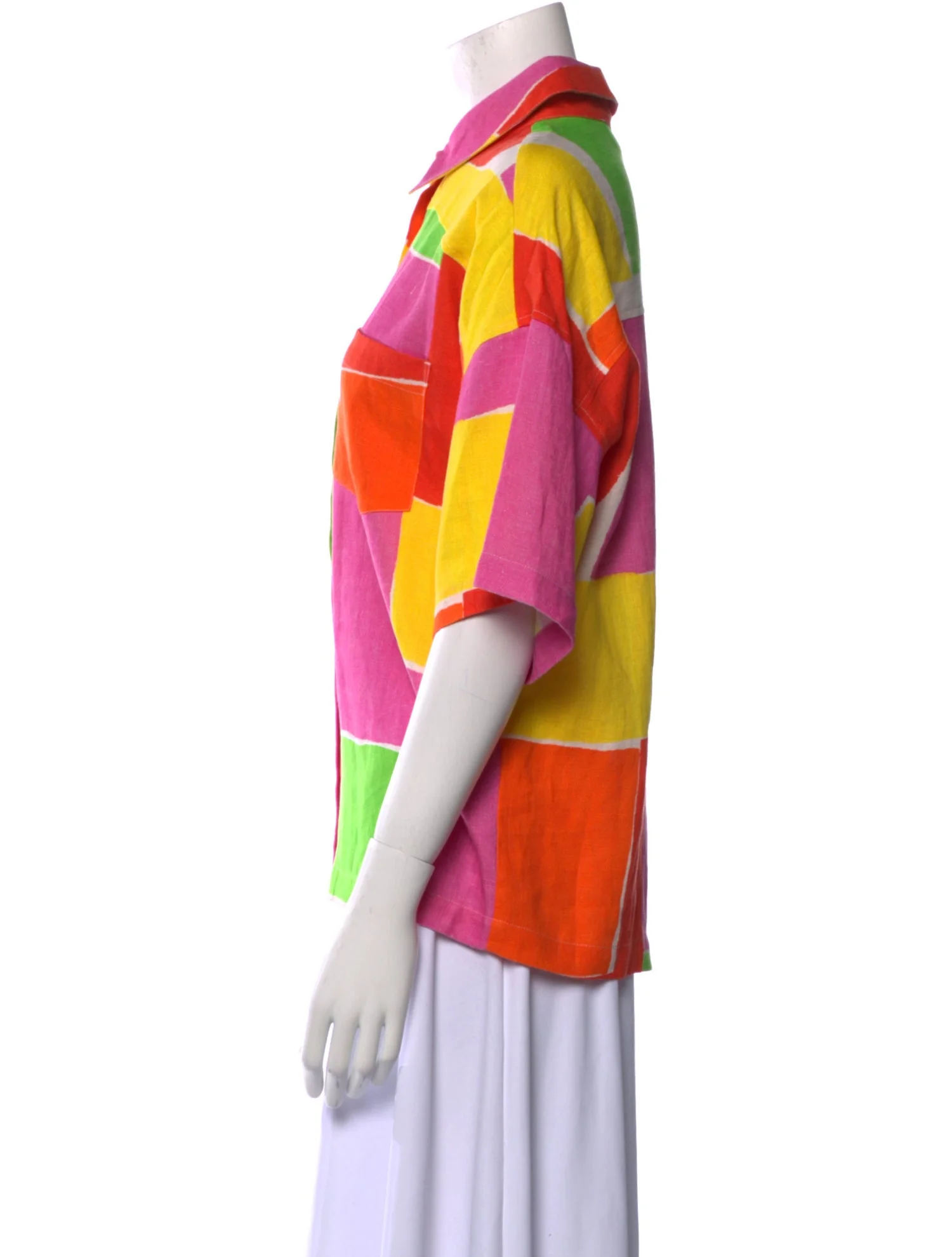 Mara HoffmanPrinted Three-Quarter Sleeve Button-Up Top