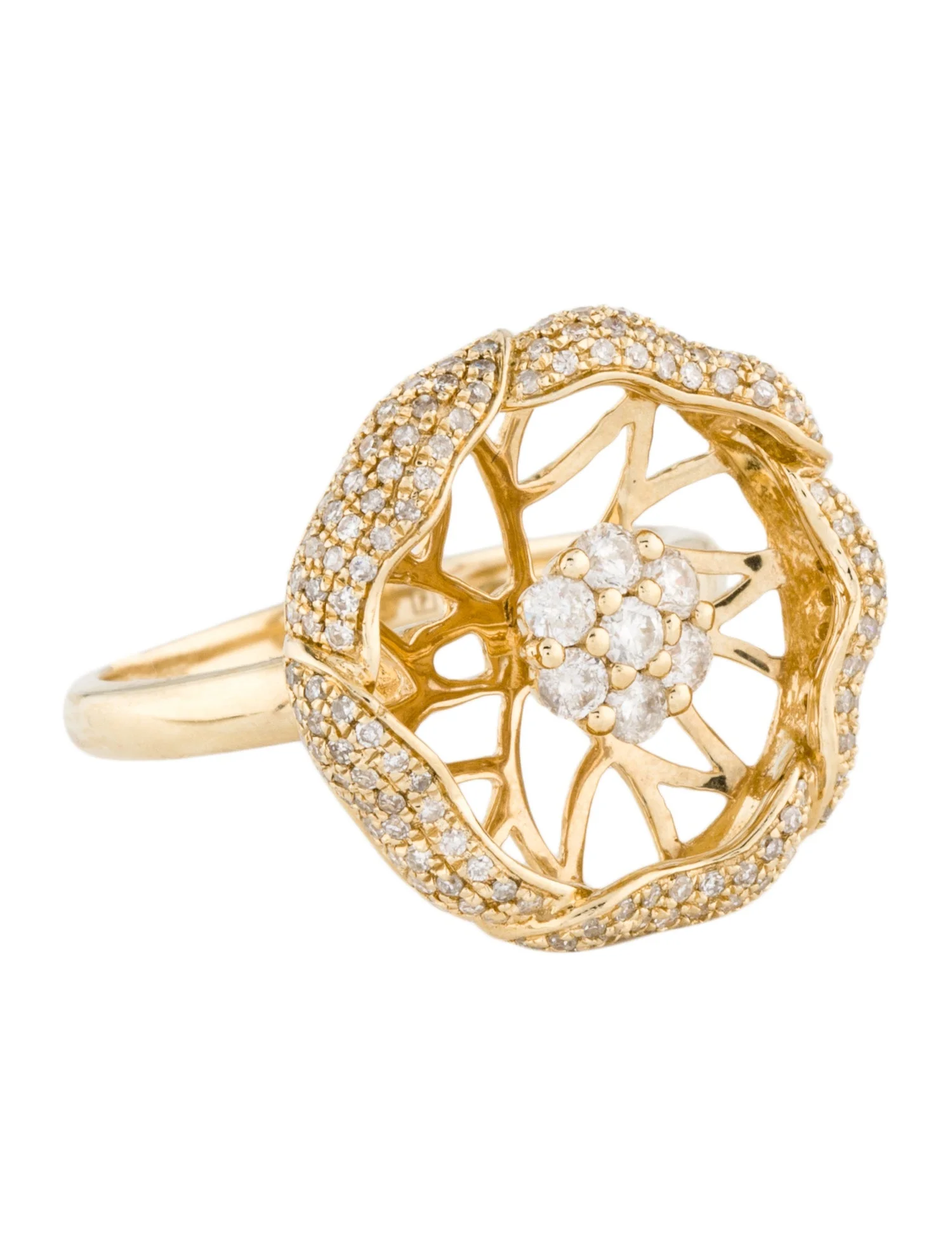 Ring14K Diamond Flower Cocktail Ring