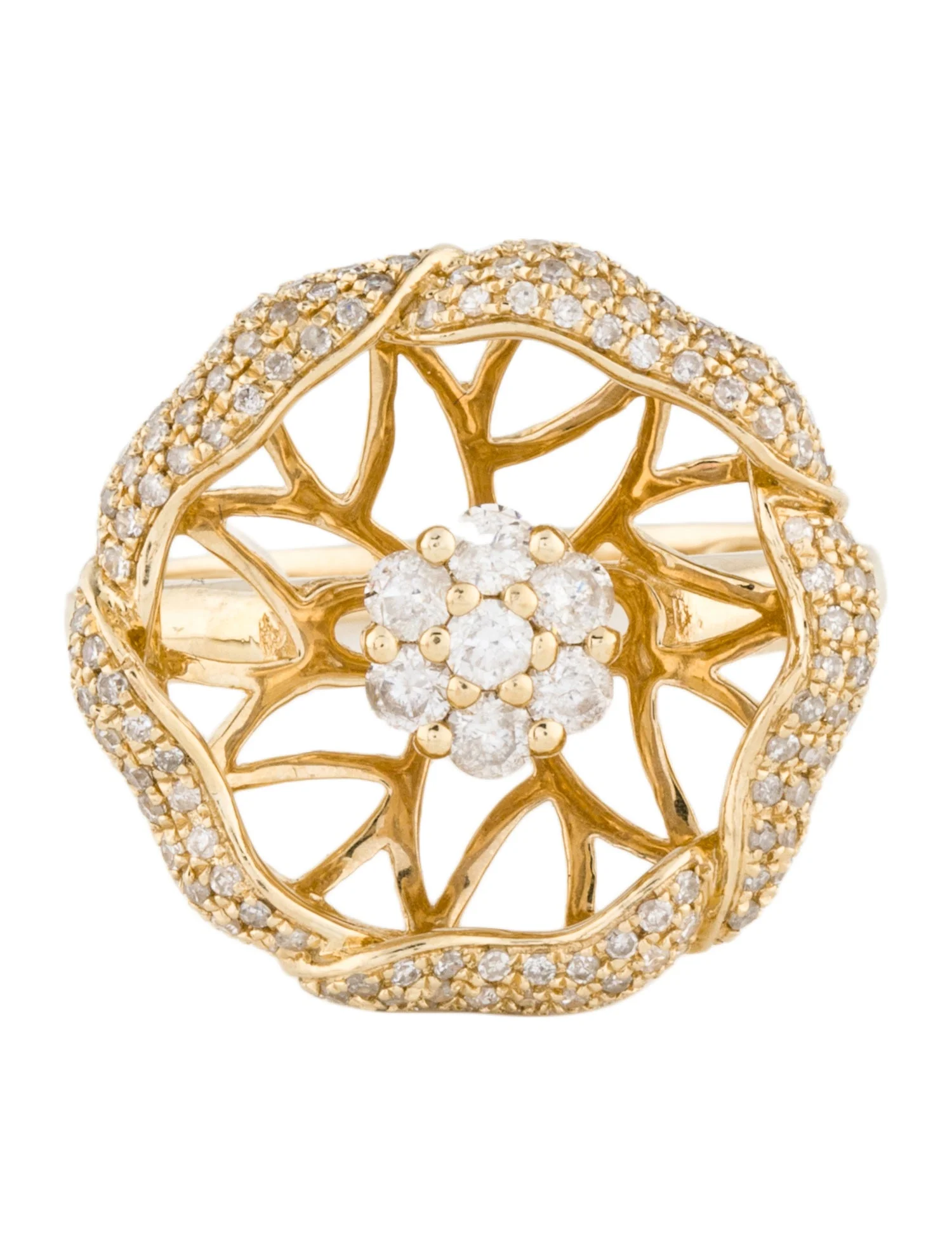 Ring14K Diamond Flower Cocktail Ring