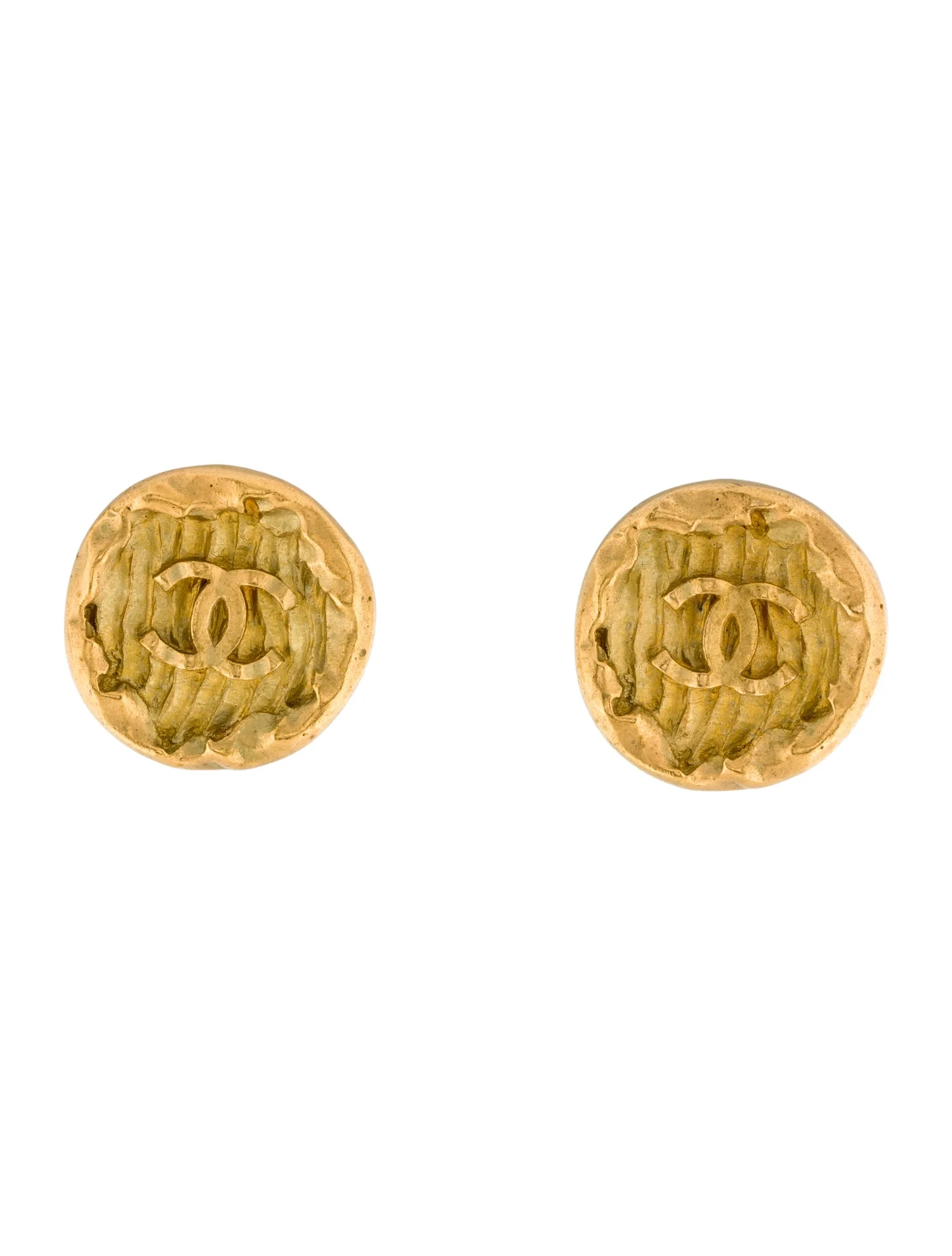 ChanelVintage Textured CC Clip-On Earrings