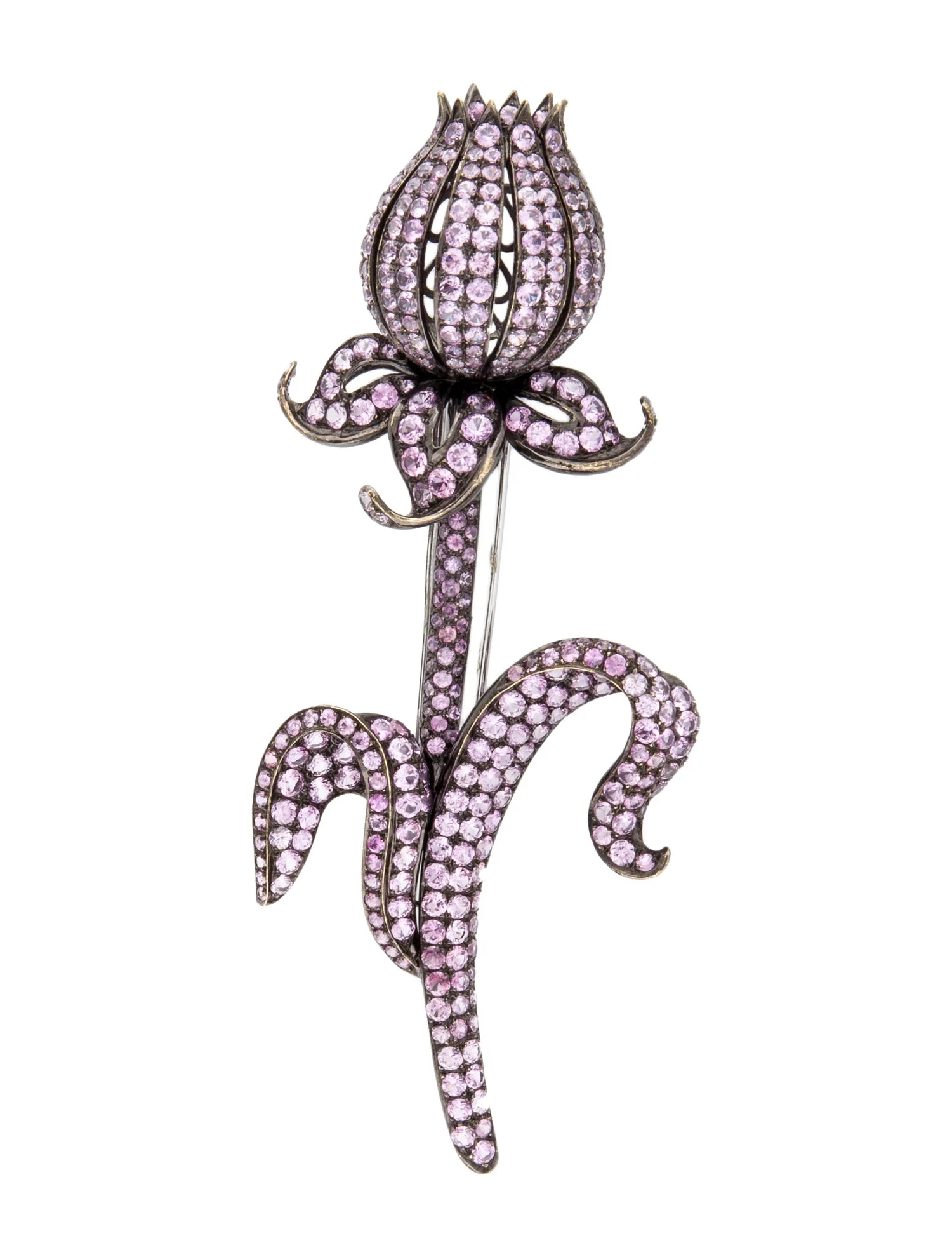 Brooch18K 13.6ctw Pink Sapphire Flower Brooch