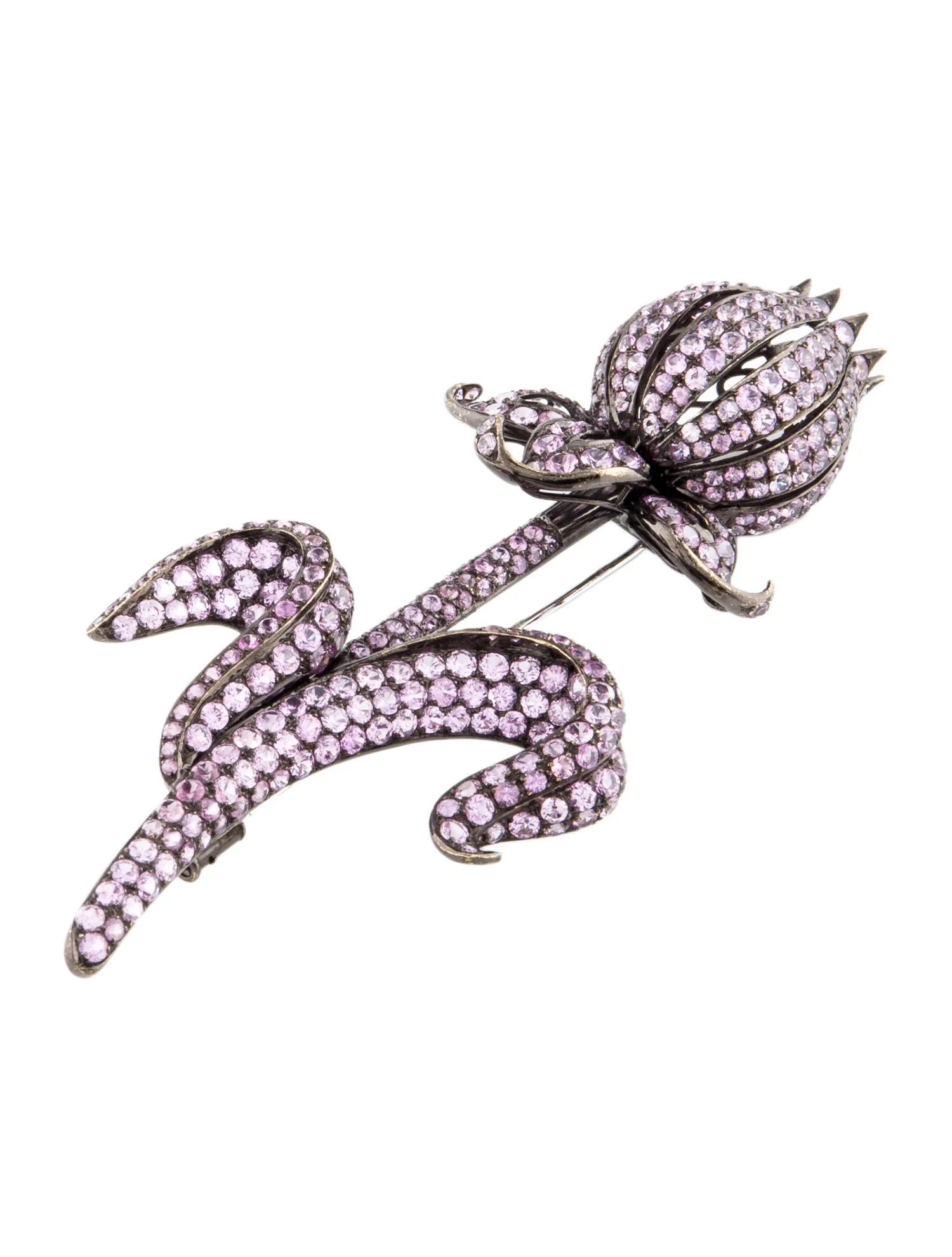 Brooch18K 13.6ctw Pink Sapphire Flower Brooch